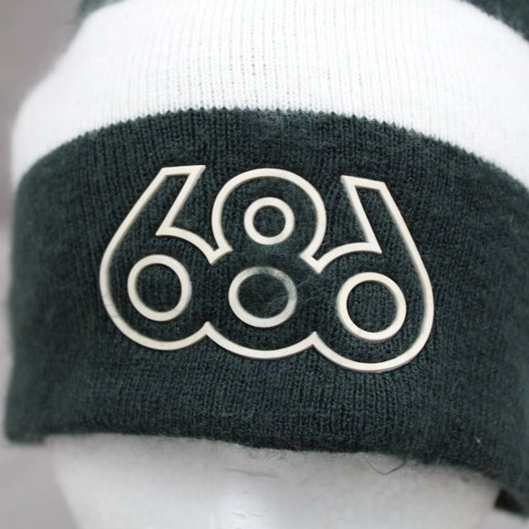 686 Snowboard Toque - Green and White Stripe Pattern - Adult Stretch Fit - Picture 2 of 7